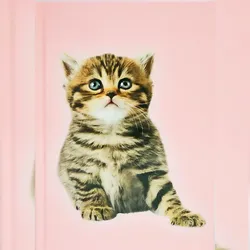 ADINA Notizbuch A5 fester Deckel dotted Katze auf pinkem Hintergrund