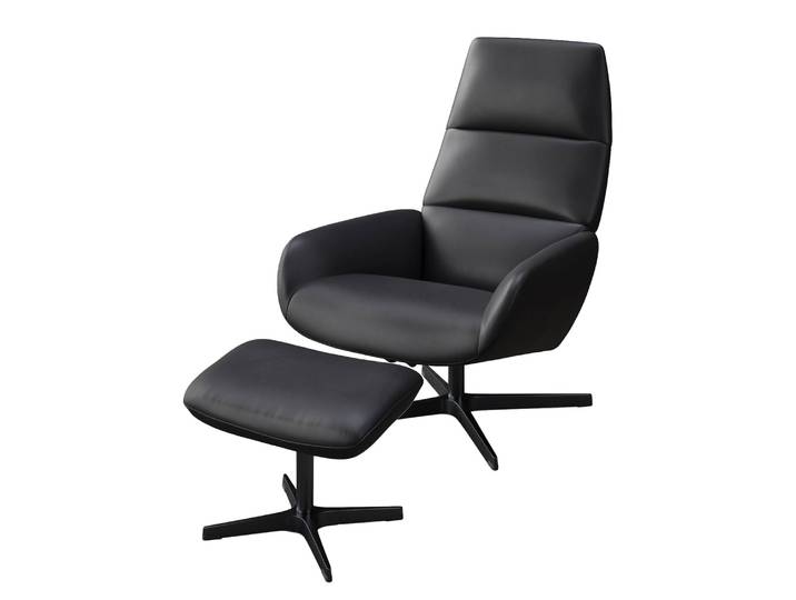 Relaxsessel Turami Leder Schwarz/Schwarz Semi-Anilin-Leder Aluminium / Stahl, lackiert 71 x 110 x 80cm