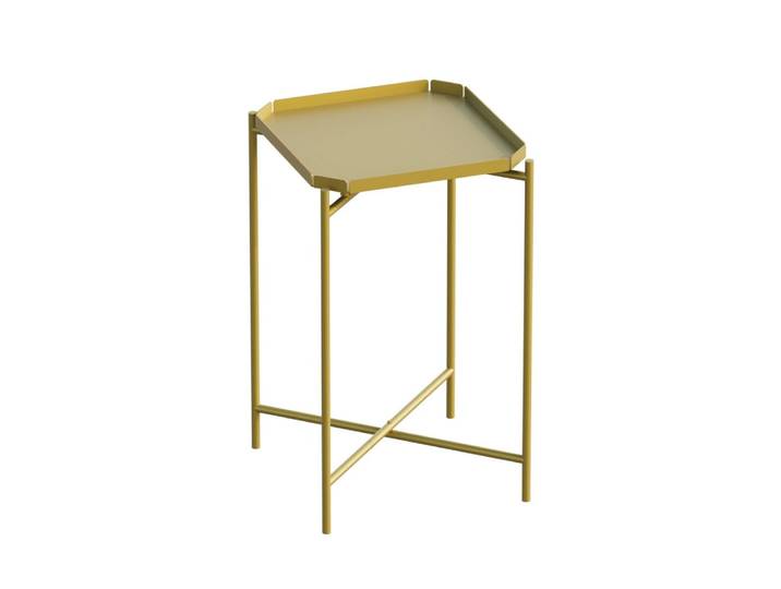 Table d'appoint dorée en métal plateau carré