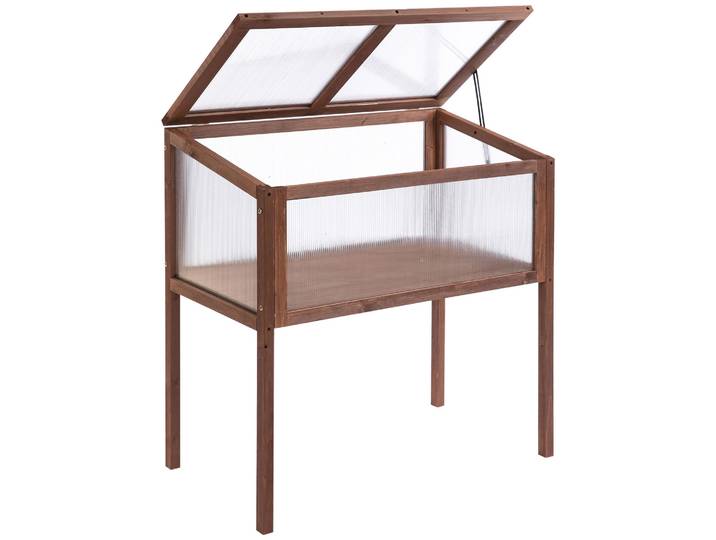 Outsunny Hochbeet aus Holz Frühbeet Kräuterbeet für Garten Balkon Braun Holz