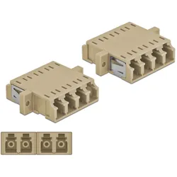 Delock LWL Kupplung LC Quad Buchse zu LC Quad Buchse Multimode 2 Stück beige