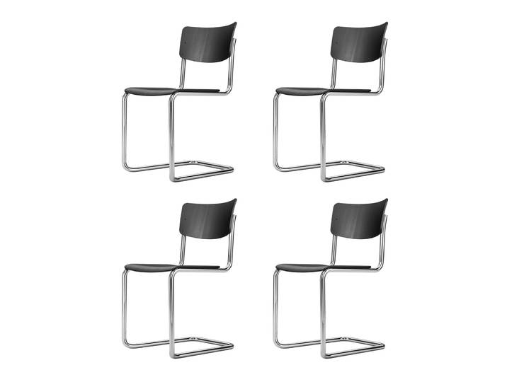 Thonet - S 43 Stuhl, Chrom / schwarz (TP 29) (4er-Set)