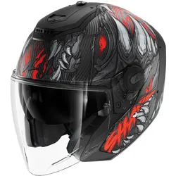 Shark, Motorradhelm, Jet motorhelm RS Jet Carbon Shaytan Black Red Anthracite KRA, M (M, 55 - 58 cm)