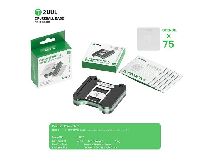 2UUL BH17 CPUREBALL BASE magnétique double face Reballing Piatform ensemble pour IPhone et Android pour téléphone CPU outils de réparation