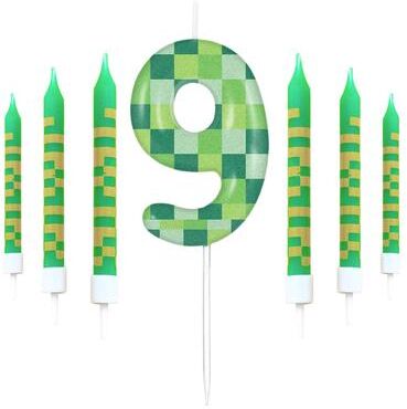 Uplift Treasures Pixel Theme Number Birthday Candles Set For Cake Decoration 9