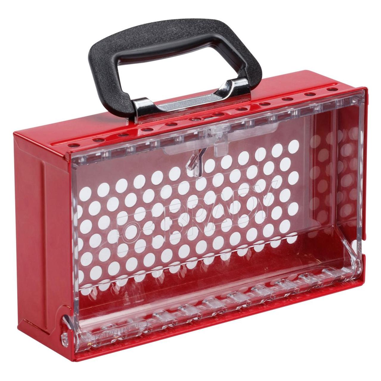 Brady SlimView Gruppenverschlusskasten, Hochleistungsstahl mit Deckel aus Polycarbonat, Rot/Transp (150505)