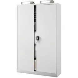 Jan Nowak Aktenschrank abschließbar JAN 5 Ebenen, Flügeltüren | Metallschrank Werkstatt Büroschrank aus Stahl Werkzeugschrank, 185x115x40cm Grau