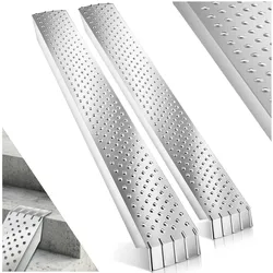tectake® Auffahrrampen, 2er Set, rutschfeste, perforierte Oberfläche, 160 x 23 x 4,5 cm