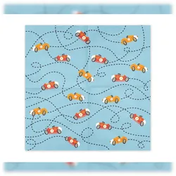 PartyDeco 12 Servietten Papier 33x33cm 3-lagig hochwertige Einweg Papierservietten Tischservietten Motivservietten Kindergeburtstag Rennauto Auto Motiv Hellblau