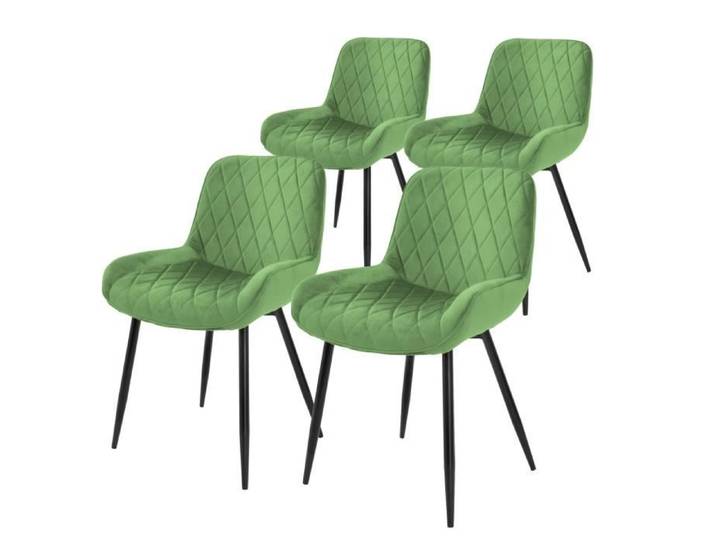 ML-Design Lot 4x Chaises de Salle à Manger Vert Style Moderne/Retro Dossier et Accoudoirs Rembourrée Aspect Velours Pieds en