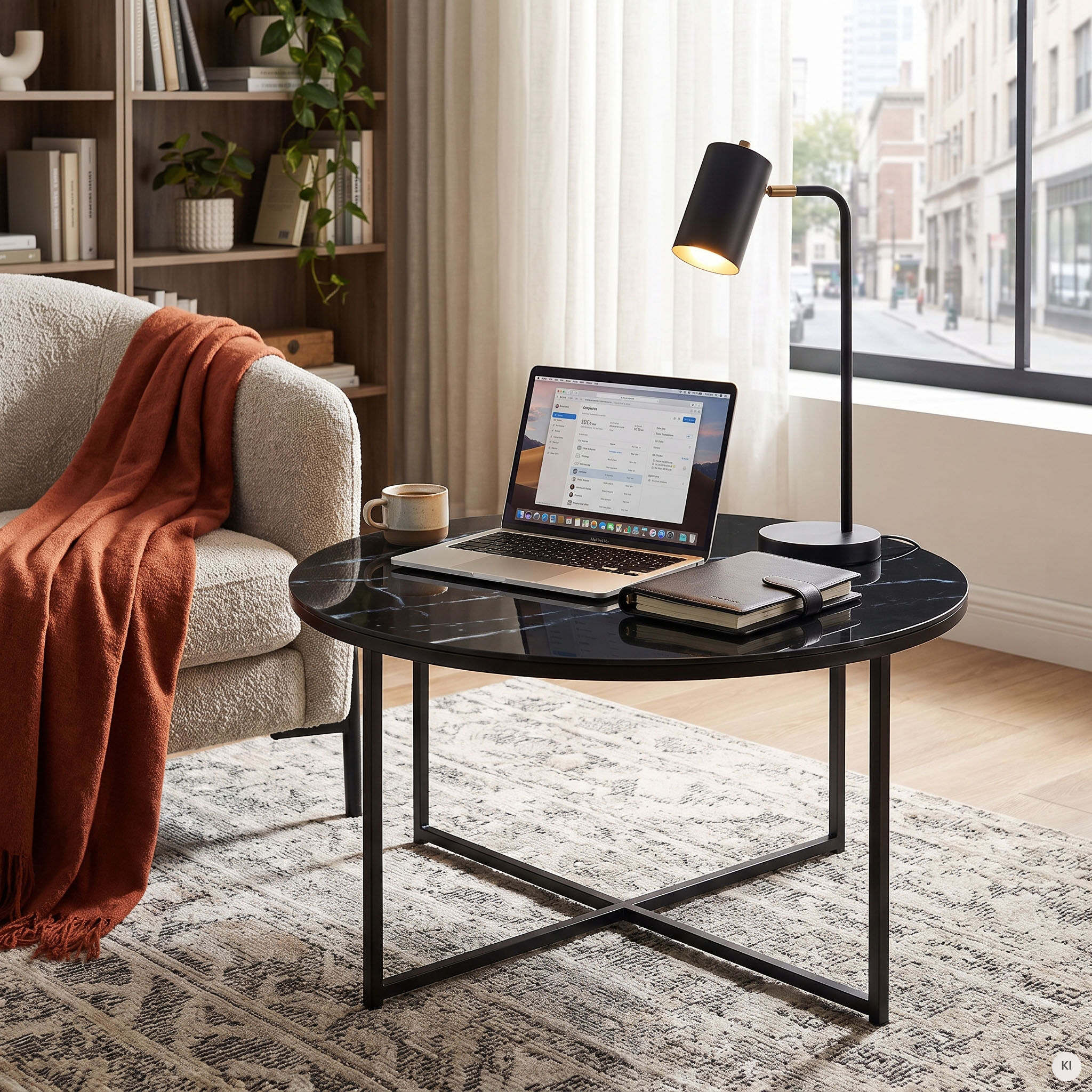 Couchtisch SALESFEVER "Caorle Coffeetable im eleganten Stil", schwarz (schwarz, schwarz, schwarz, schwarz), B:80cm H:45cm T:80cm, Tische, Couchtisch, Elegantes Design mit Marmoroptik-Tischplatte schwarz, schwarz, schwarz, schwarz B/H/T: 80cm x 45cm x 80cm