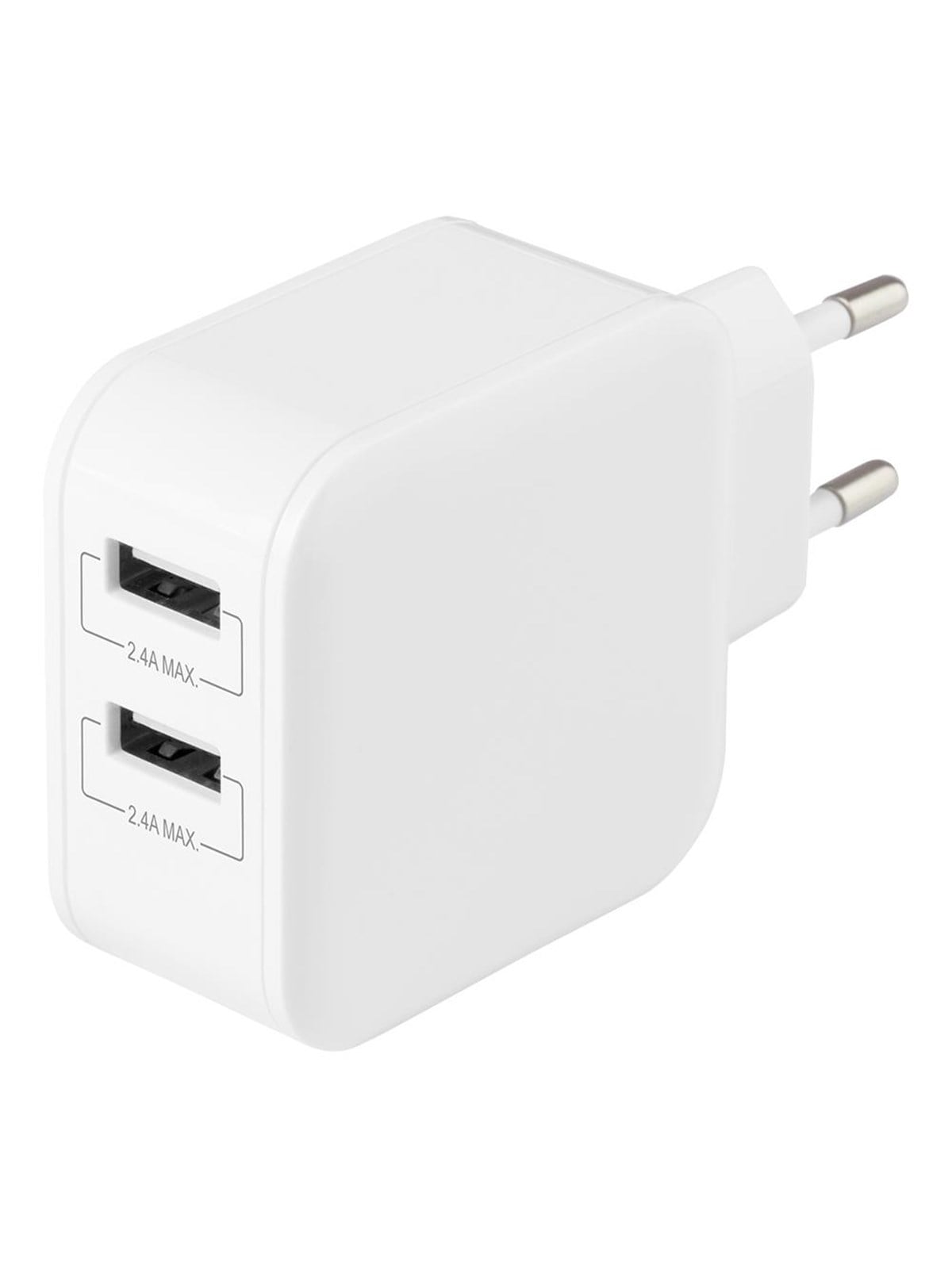 Deltaco Wall charger with dual USB-A ports 4.8 A.