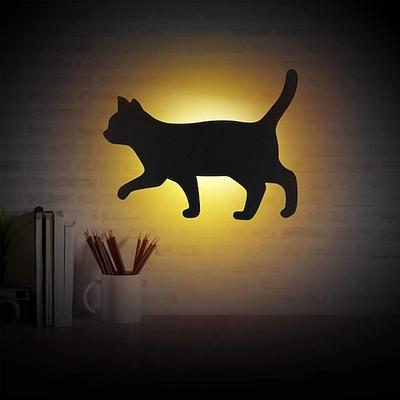 Led sensor nachtlicht tier katze sound control schatten lampe projektion licht wand licht für kinder schlafzimmer hause dekoration