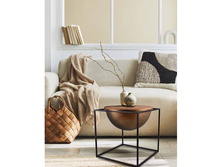 Beistelltisch MIRRORS AND MORE Celli , braun (holzfarbig, schwarz, holzfarbig), B:53cm H:55,5cm T:53cm, Tische, Beistelltisch, Kombination aus Holz und Metall