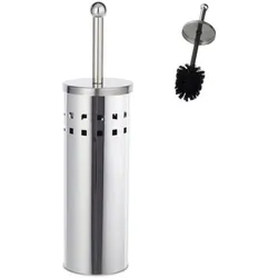 Relaxdays 10 x WC Garnitur aus Edelstahl rund Schwarz,Silber