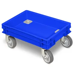 BRB Rollkasten für 400x300mm Eurobehälter, graue Gummiräder, Trg 100 kg, blau