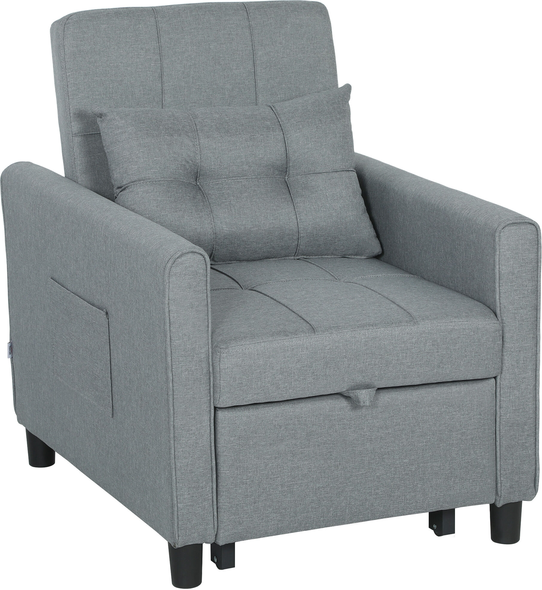 Homcom Divano Letto Pieghevole Convertibile con Schienale Regolabile e Cuscino, Grigio   Aosom Italy