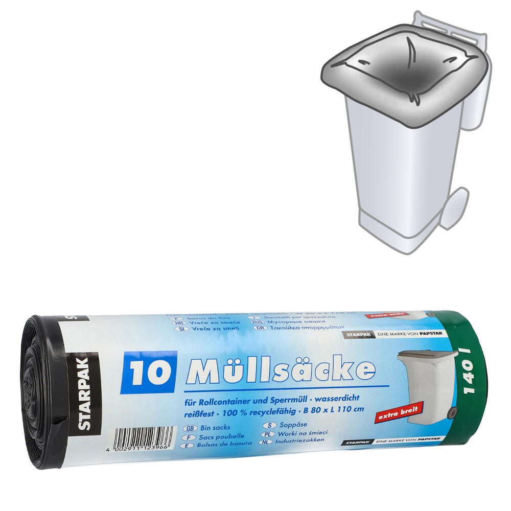 STARPAK PAPSTAR Müllbeutel 140,0 l schwarz 12396