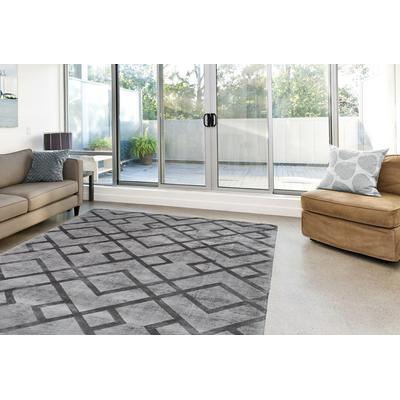 Teppich KAYOOM "Luxury 310" Gr. 3, grau (anthrazit), B:120cm H:13mm L:170cm, Viskose, Teppiche, Teppich, Wohnzimmer