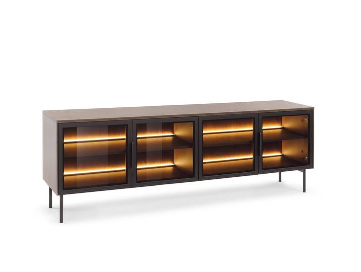 Masseno Lowboard GLORIA 181,3 cm Fernsehschrank mit Schubladen und 4 Türen TV-Schrank für Wohnzimmer Modern Eichefarben
