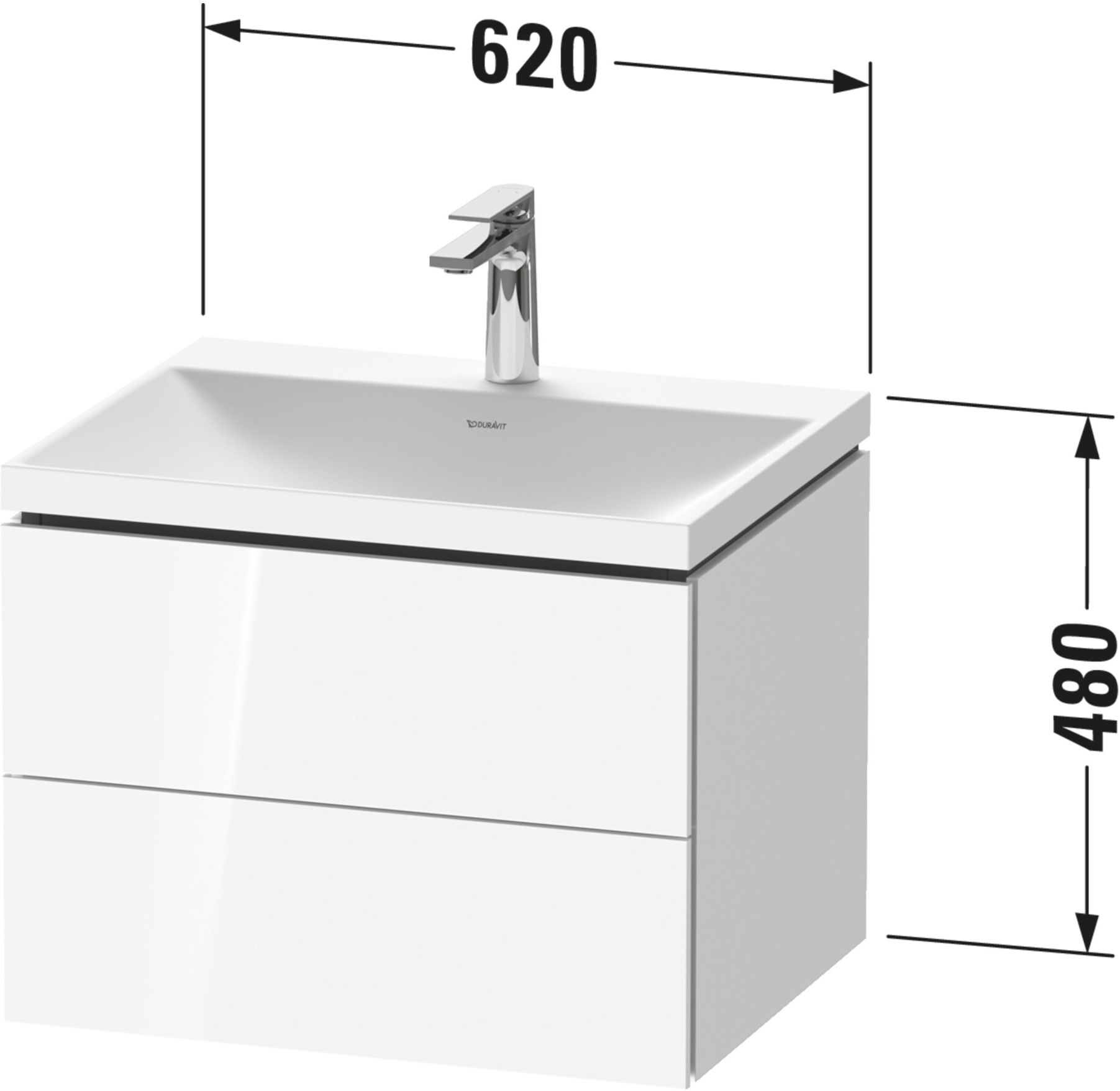 Duravit Möbel-Set L-Cube 60x48x48cm, m HL, betongr ma, 2 Schub. (LC6950O07070000)