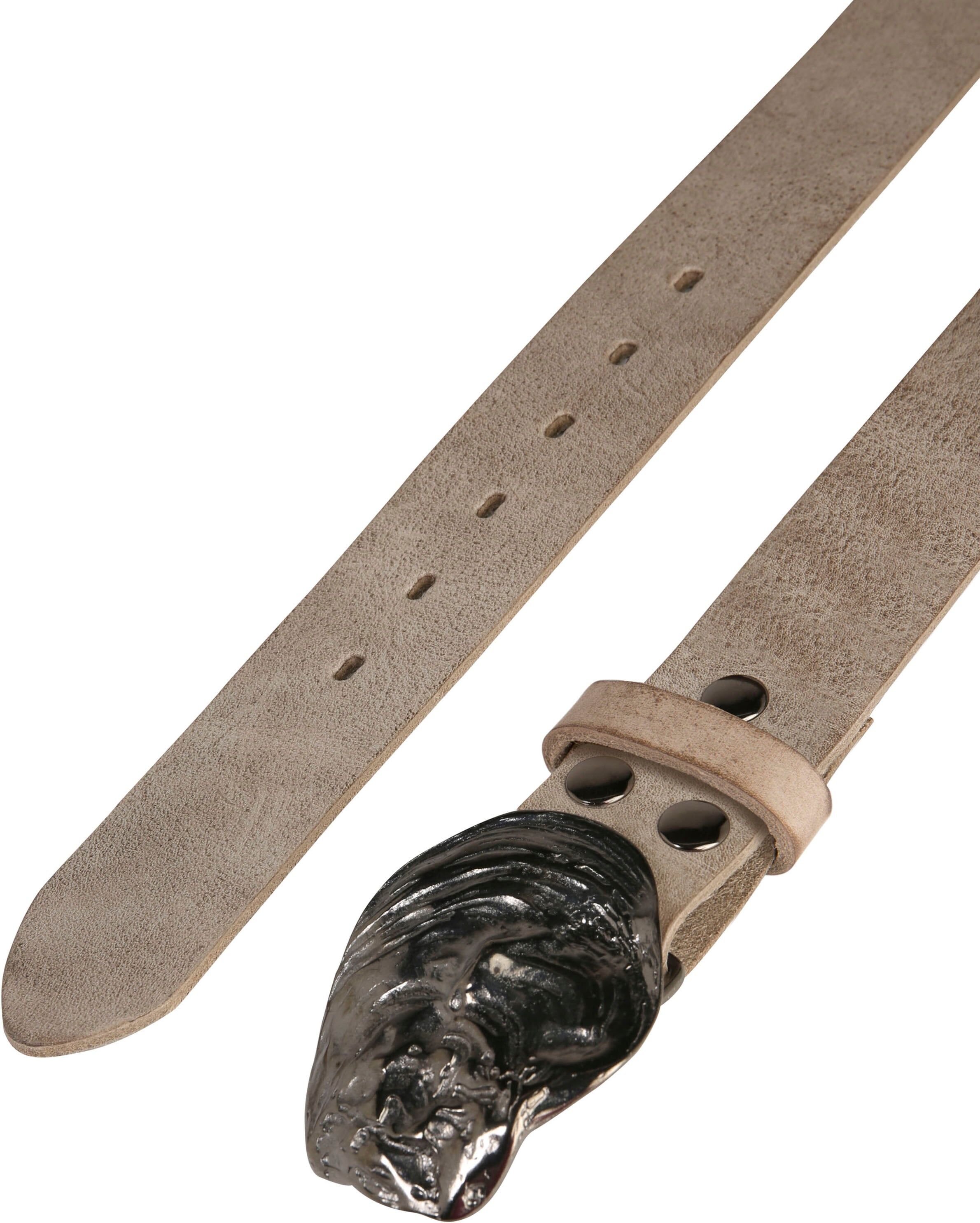 Ledergürtel RETTUNGSRING GÜRTEL, Damen, Gr. 115, grau (hellgrau), Leder, unifarben, Gürtel Ledergürtel, mit austauschbarer Schliesse »Auster Muschel Schwarz« hellgrau 115