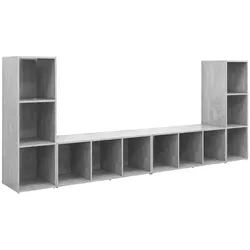 Helloshop26 - 4er-Set moderne TV-Möbel mit horizontalem Stauraum 107 x 35 x 37 cm Holzwerkstoff Betongrau