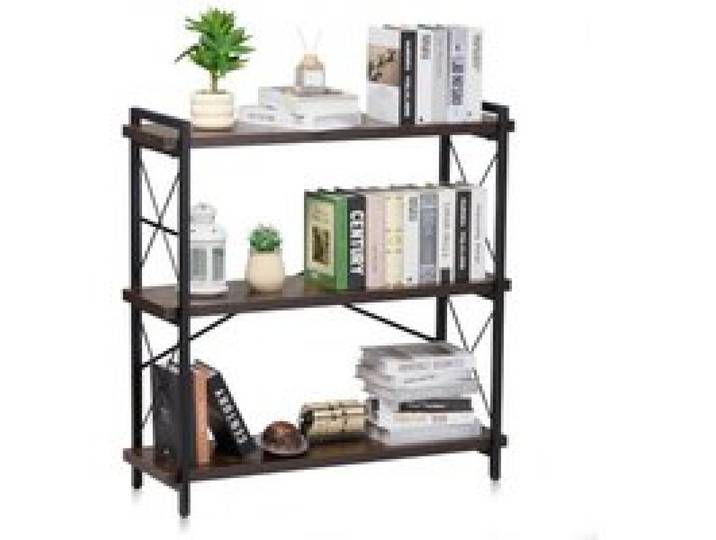 VEVOR Bibliothèque en métal, étagère industrielle à 3 niveaux, petite bibliothèque de rangement vintage rustique avec étagères ouvertes, étagère de rangement sur pied, pour salon, chambre et bureau