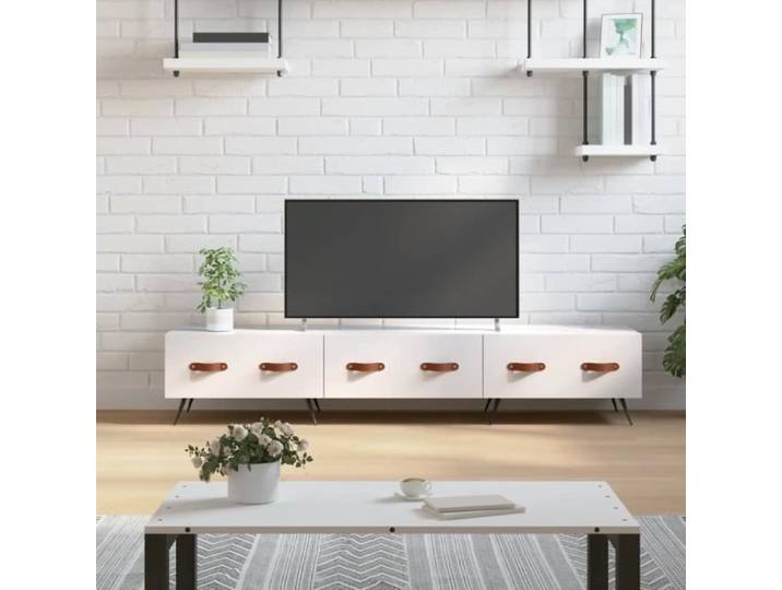 GKK TABLE TV - Meuble TV - blanc brillant 150x36x30 cm bois d'ingénierie A91261153