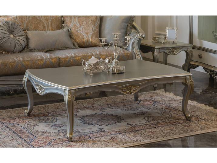 JVmoebel Couchtisch Eleganter Tisch in Gold und Silber mit klassischem Design (Packung), Made in Europa