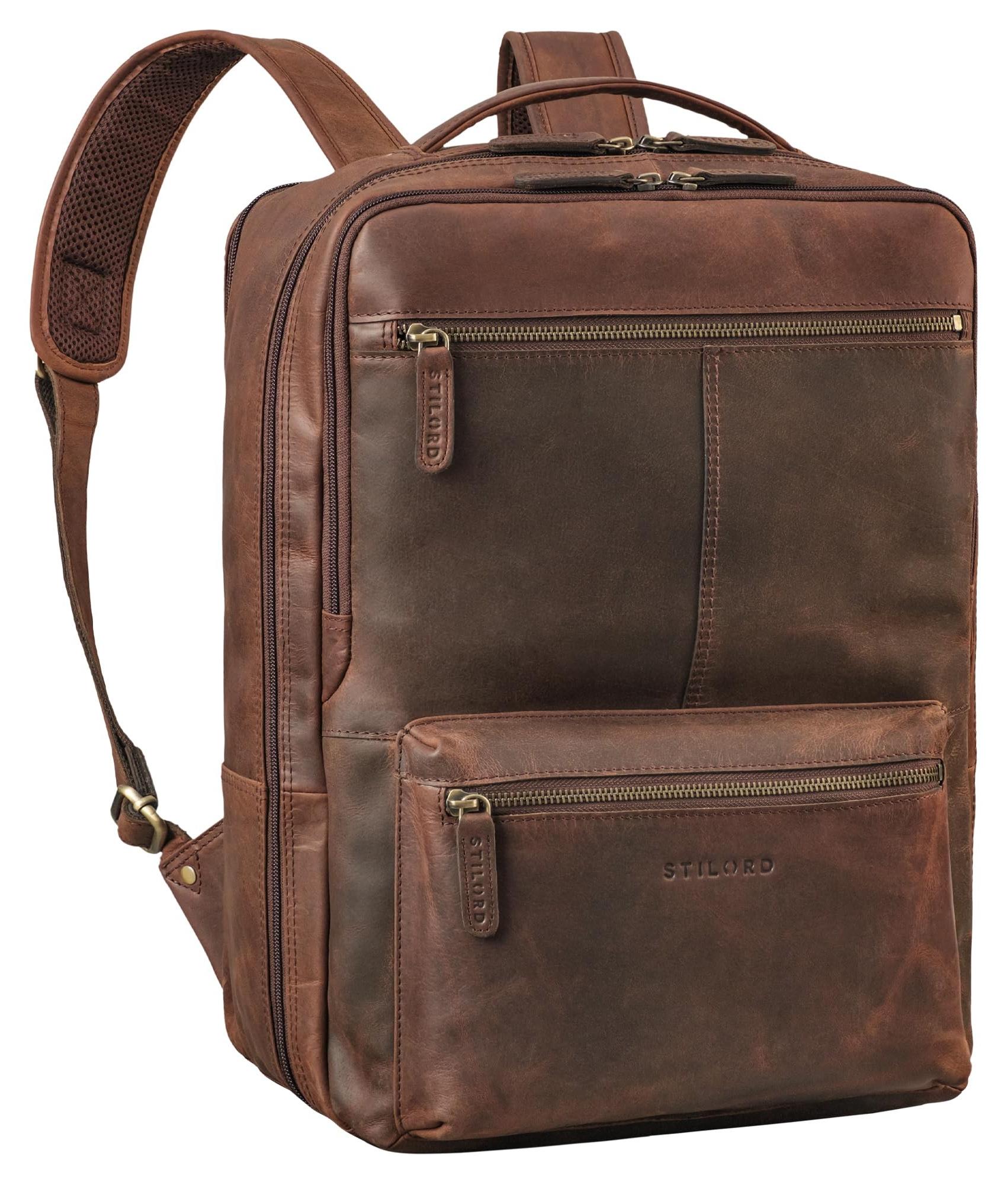 XL Leder-Rucksack für Laptops bis 16 Zoll mit Diebstahlschutz