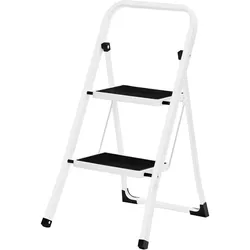 Songmics, Leiter + Gerüst, Klapptritt weiss 2 Stufen, H: 82,0 cm (Klapptritt, Trittleiter)