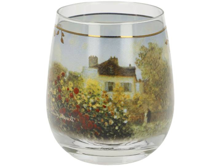 Windlicht GOEBEL Windlicht Claude Monet- Das Künstlerhaus , bunt, B:8,5cm H:10cm T:8,5cm, Glas, Kerzenhalter, Windlicht