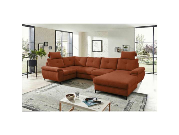 Mid.you Wohnlandschaft Solei U, Rot, Kunststoff, 4-Sitzer, Ottomane rechts, U-Form, 334x188 cm, Liegefunktion, Wohnzimmer, Sofas & Couches, Wohnlandschaften, Wohnlandschaft U-Form