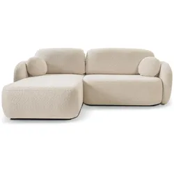 ECKSOFA AMICO L-S Beige Boucle-Stoff mit Schlaffunktion