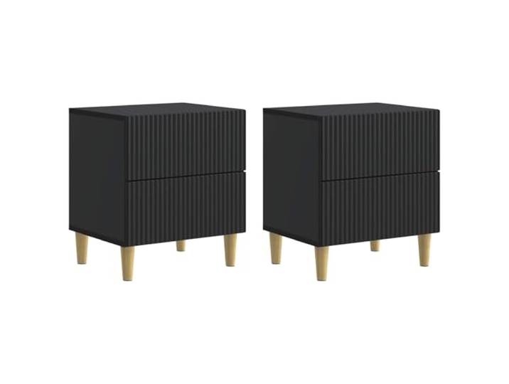 hliofuir Nachttisch 2er Set Schwarz 43x34,5x48 cm Holzwerkstoff Moderne Beistelltische fürs Schlafzimmer mit Schubladen für geordneten Stauraum und zeitloses Design.