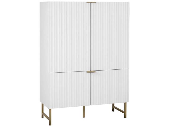 Mid.you Highboard, Weiß, Metall, 8 Fächer, 100x142x41 cm, Kleinmöbel, Kommoden, Highboards