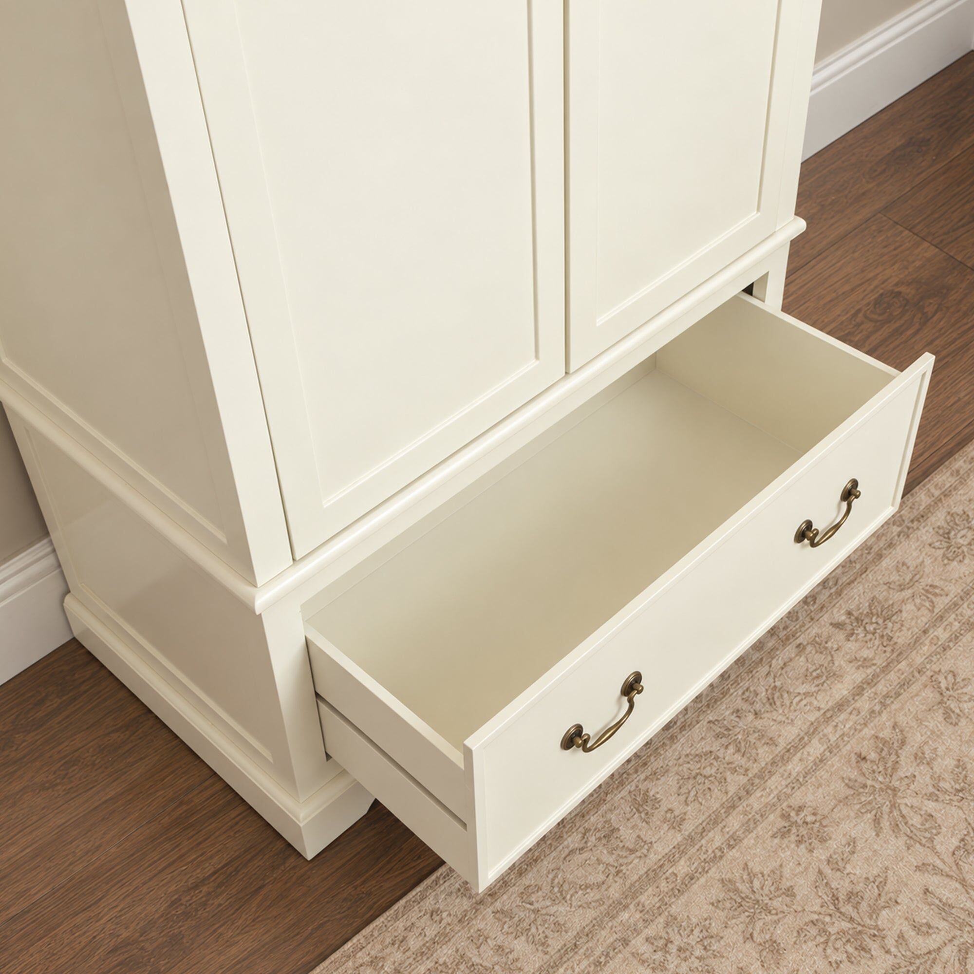 Large Ivory Double Wardrobe - Charlotte Ivory Range Wood, Metal