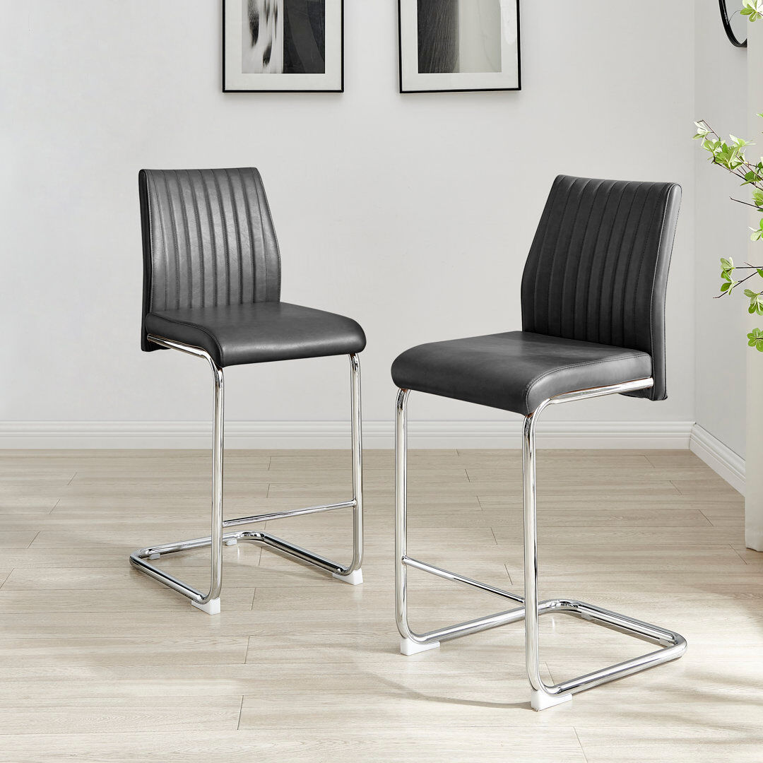 Metro Loren Upholstered Faux Leather Bar Stool Black 98cm H X 42cm W X 50.5cm D