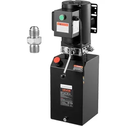 VEVOR Hydraulikpumpe Hydraulikaggregate AC 220 V, 15 Qt einfachwirkende Hydraulikeinheit, 6,3 L/min Ölfluss, max. Förderdruck 22 MPa für Muldenkipper Autowerkstätten Autohebebühnen, schwarz