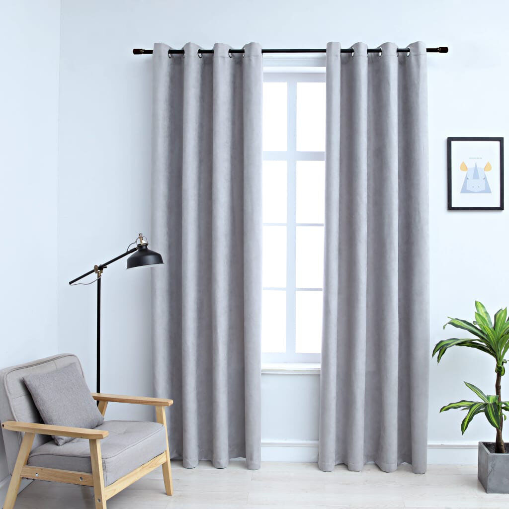 Ebern Designs Azurah Blackout Curtain Grey Width 140 x Drop 175cm
