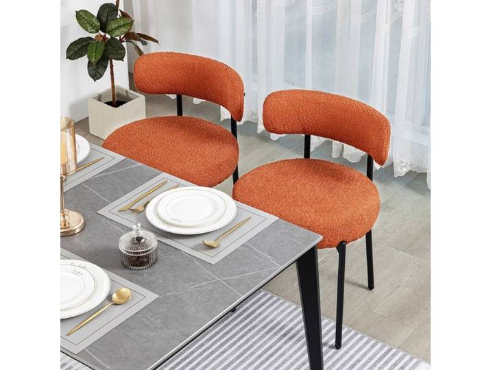 DYHOME Chaise-Lot de 2 Chaises -Chaise de Salle à Manger-Design Modern-Chaise Métallique-Revêtement Rembourré-Orange