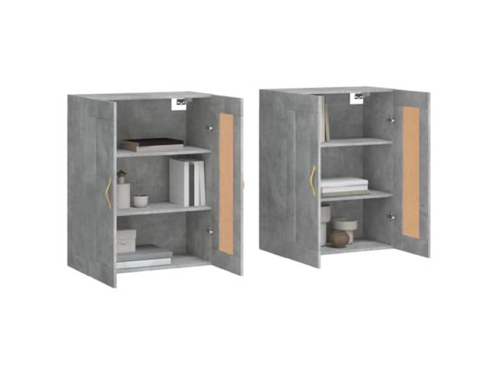 KTHLBRH Wandschränke, 2 Stück, betongrau, 69,5 x 34 x 90 cm Mehrschichtholz und Eisen, Wandmontage, großer Stauraum, vielseitig für zu Hause