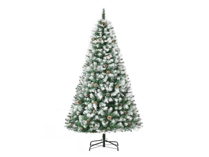 Homcom Künstlicher Weihnachtsbaum, 180 cm Christbaum mit Kunstschnee, Indoor, Grün, Kunststoff, 180 cm, Dekoration, Weihnachtsdekoration, Christbäume & Zubehör