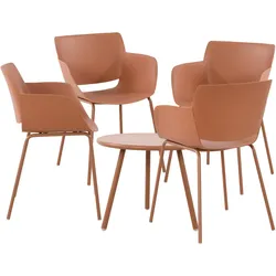 CLP Sitzgruppe Minota 4er - Farbe: terracotta, Set-Inhalt: 4 Stühle