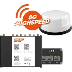 Selfsat 5G Cat 19 WiFi 6 WLAN Router MWR 6550  bis 3,4 Gbps inkl. Panorama Antenne weiß