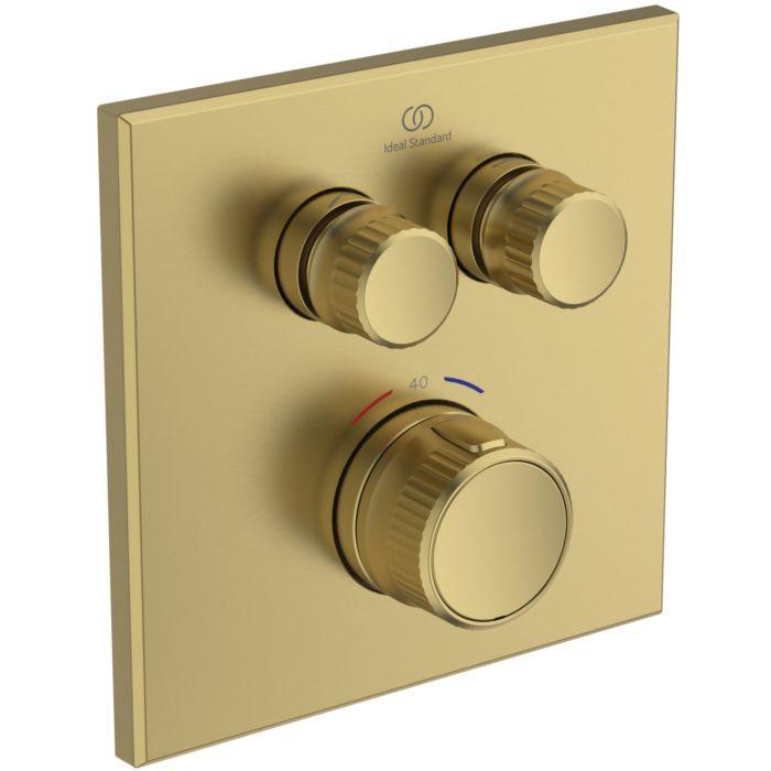 Ideal Standard CeraTherm Navigo Brausethermostat Unterputz A7302A2 eckig, 2 Entnahmen, Fertigmontageset, brushed gold