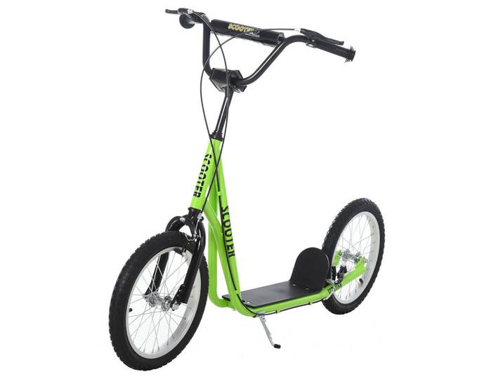 Homcom Tretroller Scooter Cityroller Kinder Luftreifen Roller verstellbar Alu Grün, Metall, 58x96x139 cm, unisex, Spielzeug, Kinderfahrzeuge