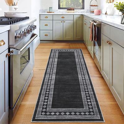 Garvee Washable Modern Small Grid Bordered Area Rug