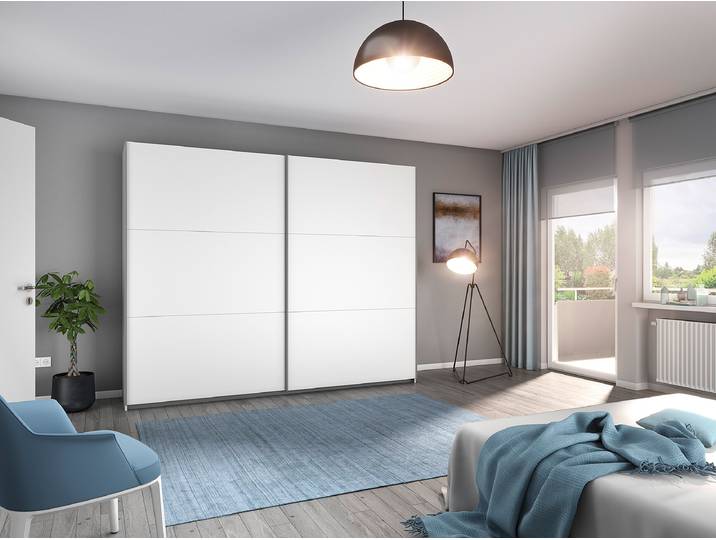 Armoire à portes coulissantes Aurelio 261cm Blanc/Blanc alpin Classic